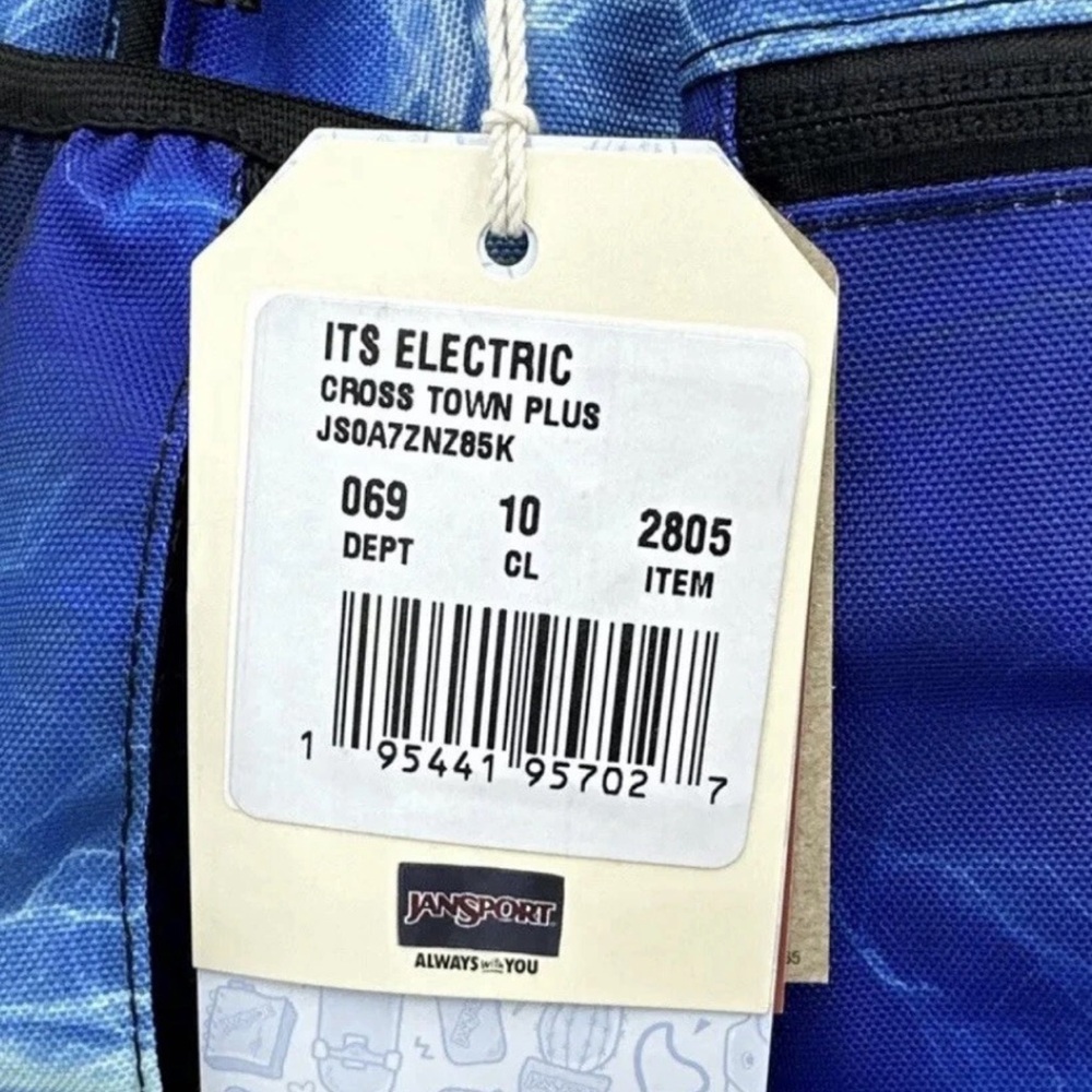 JanSport Cross Town Plus 17" Backpack - ITS ELECTRIC New - Picture 4 of 4
